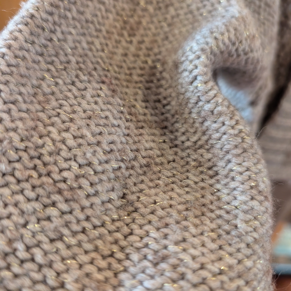 American Eagle Outfitters Taupe With Gold Accent Knit Cardigan - Picture 5 of 9